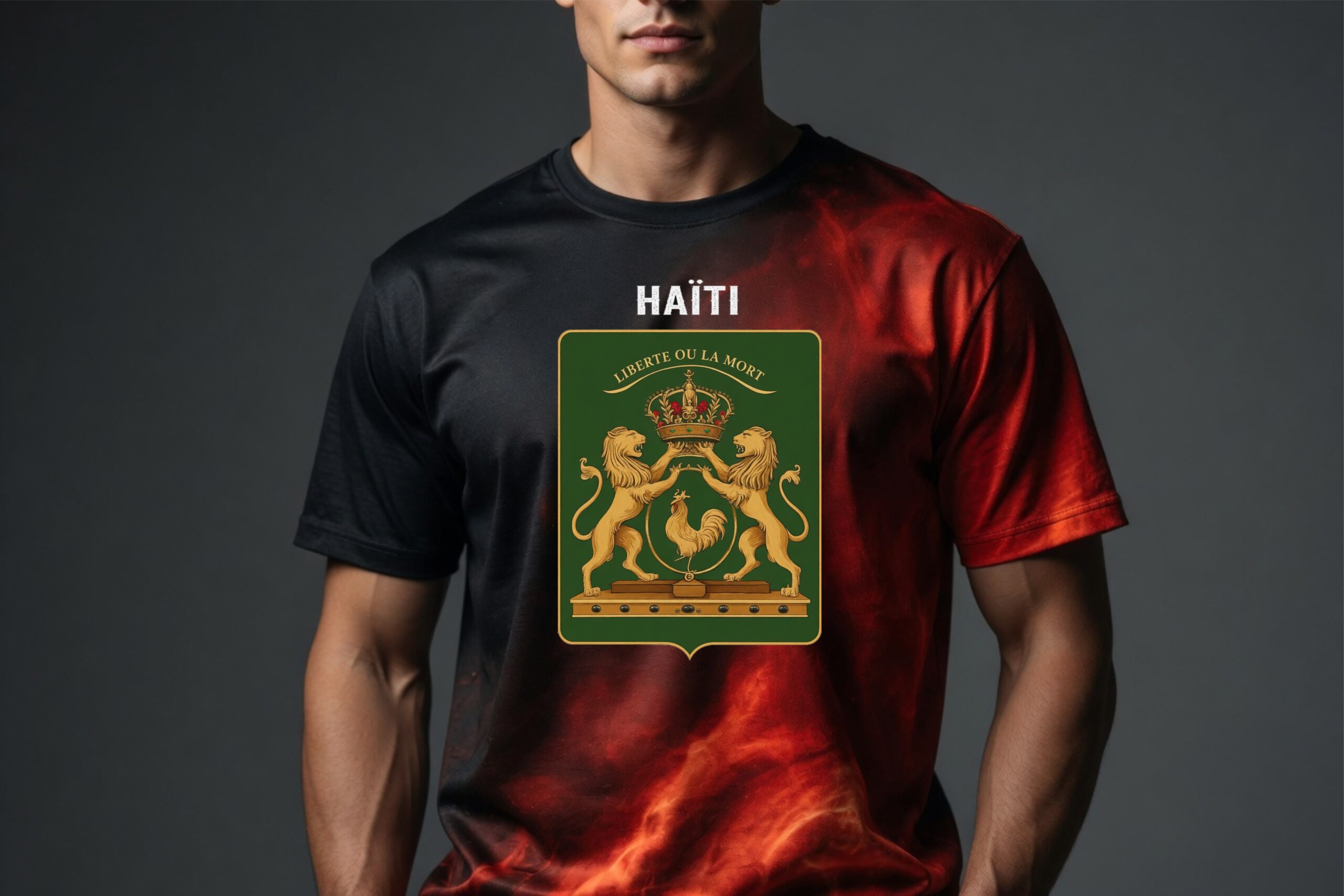 Real Flag Haitian Color: Black & Red, Representing death to colonizers (black) and freedom (red). The spirit of Dessalines