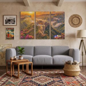 Majesty of the North: Citadelle Laferrière Haiti 3-Piece Gallery Canvas Art. 9th Wonder of the World Haitian Fortress Mountain Landscape Triptych