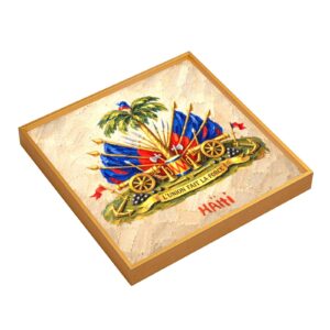 Haiti Heritage – L’Union Fait La Force | Hand-Painted Style Wall Art | logo | Armoiries | 16"x16"