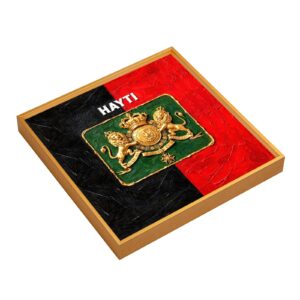 Hand-painted royal emblem. Black, red, green & real gold texture. Honoring the Kingdom of Hayti. logo | Paint | 16"x16"